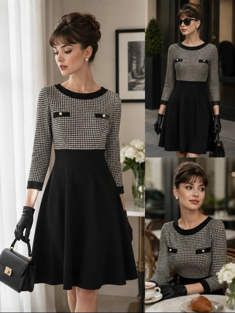 Rinascimento Italy Dress US Size Small Black Plaid Preppy Officecore Old Money